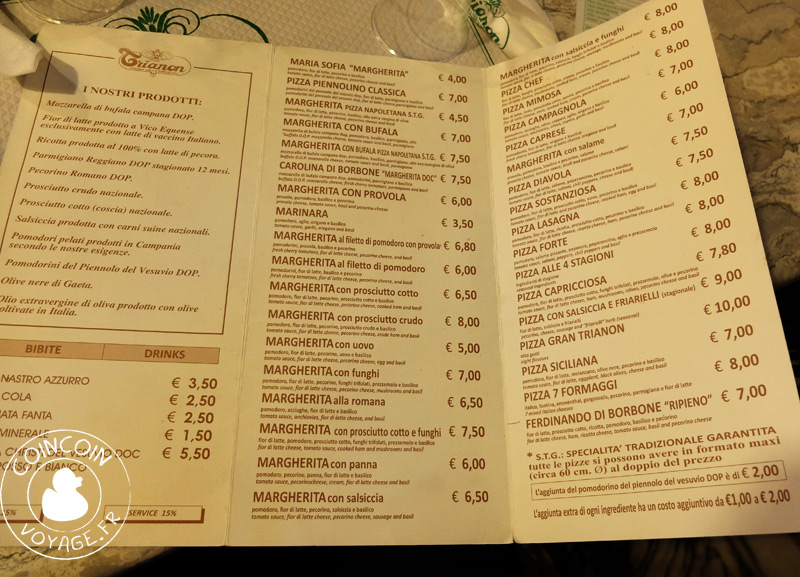 menu pizza trianon da ciro naples Coincoin voyage